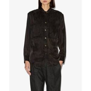 Isabel Marant  Zetta Washed Satin Shirt in Faded Black FR 40 US 8